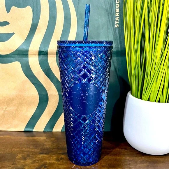 Starbucks Jeweled AZURE Blue Cold Cup Tumbler 2022 Venti 24oz